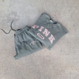 VS PINK 2 PIECE SWEAT SET ARMY WILD THYME & PINK